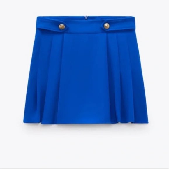 ZARA GOLD BUTTON SKORT BLUISH 9878/021 XS - Picture 2 of 3